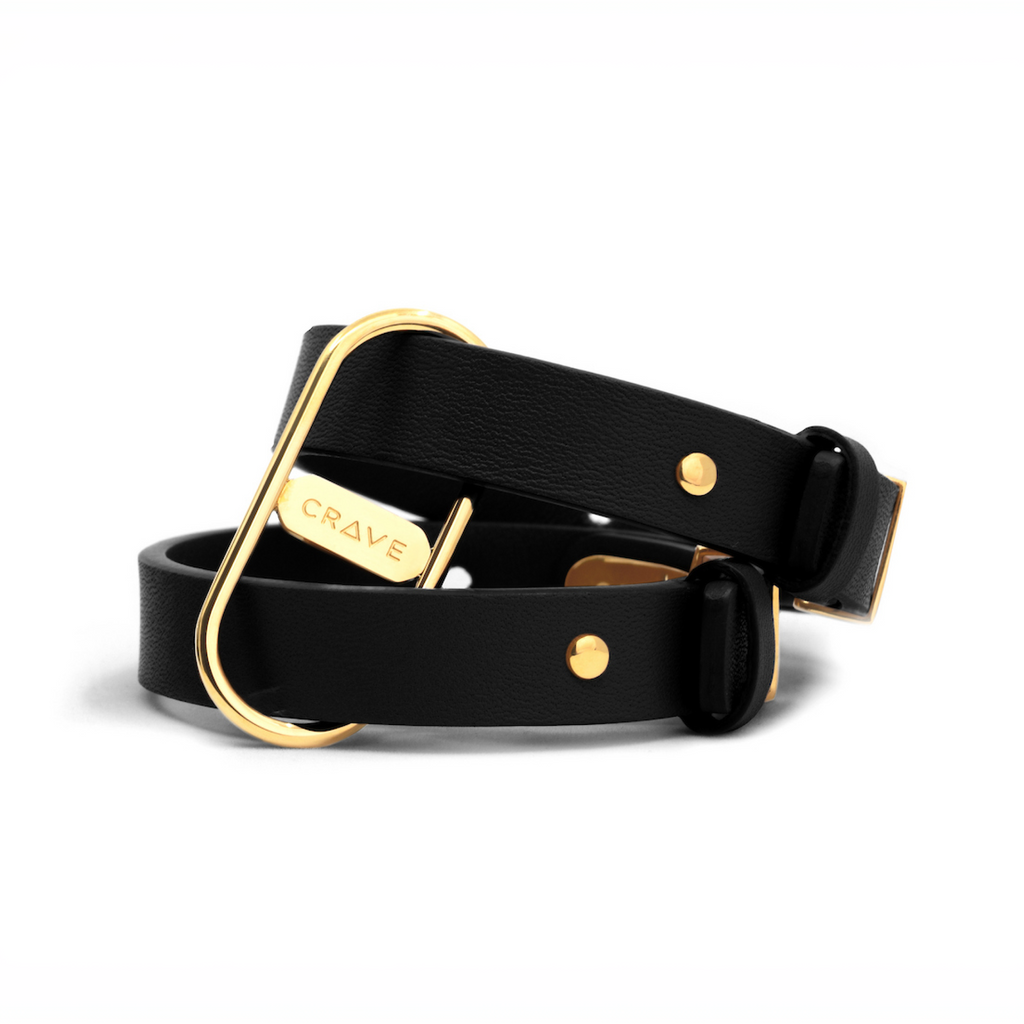 Icon – Black/Gold Leather Bracelet & Handcuffs